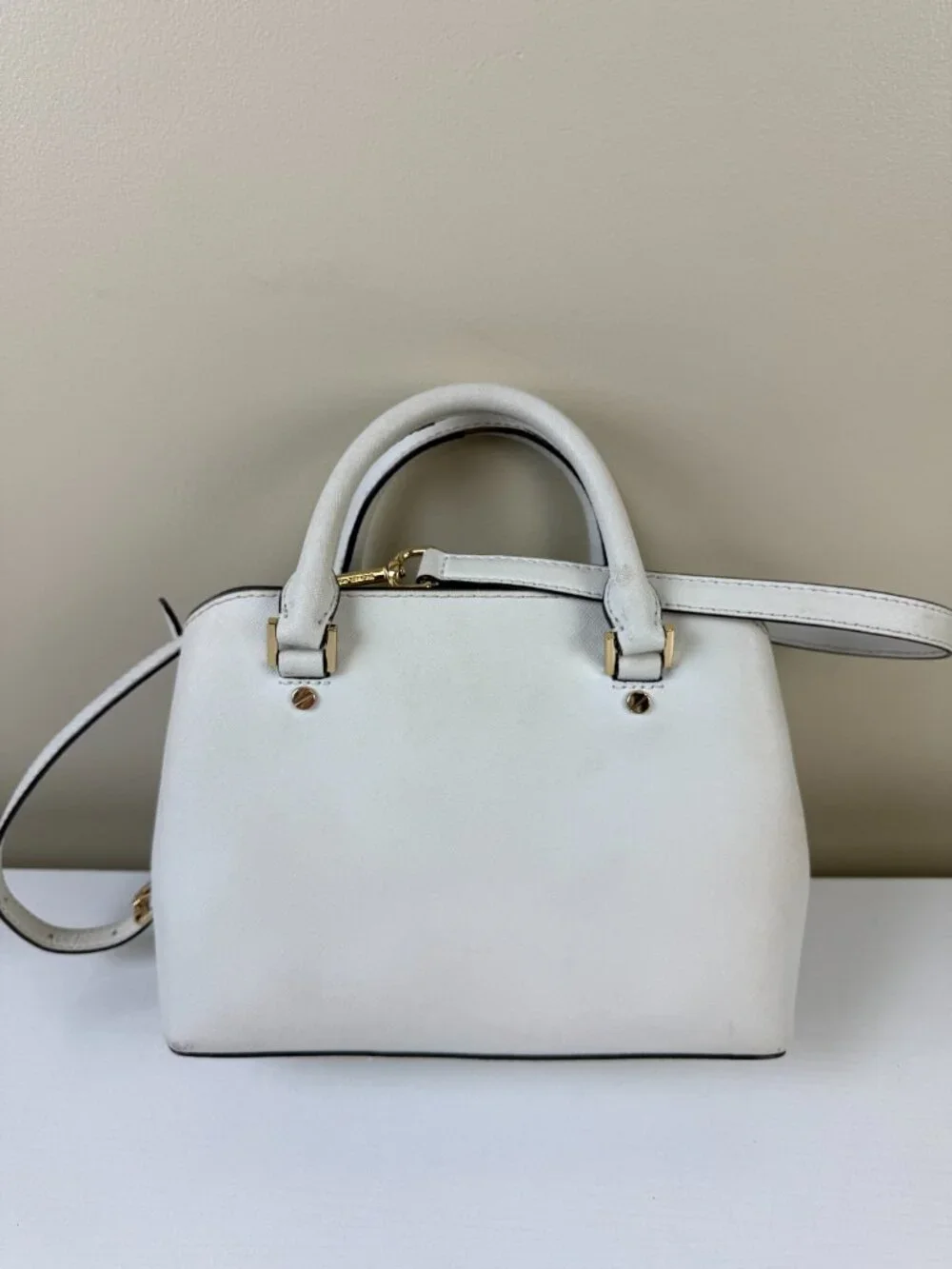 Michael Kors White Saffiano Satchel Crossbody Bag